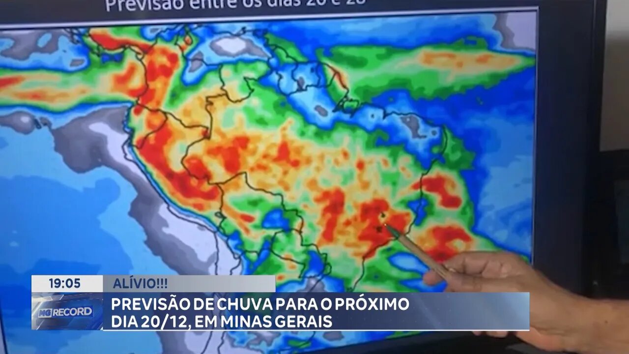 Alívio! Previsão de Chuva para o Próximo Dia 20/12, em Minas Gerais.