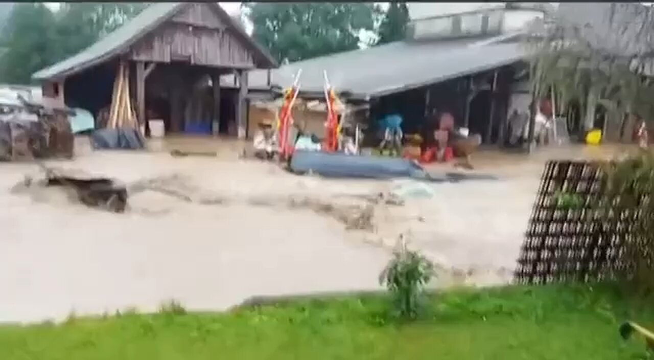 Slovenia was covered by a strong mudflow and flood