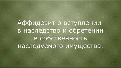 Аффидевит на имущество Екатерина Константиновна Евстигнеева