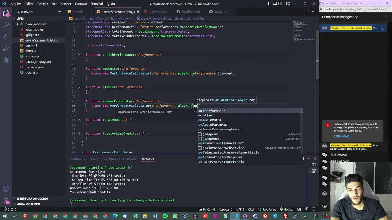 LIVE #12 - Codando e conversando fiado - Refatorando o código do Martin - #programming