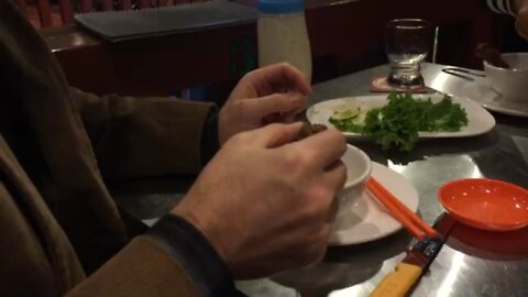 Eating a chicken’s foot