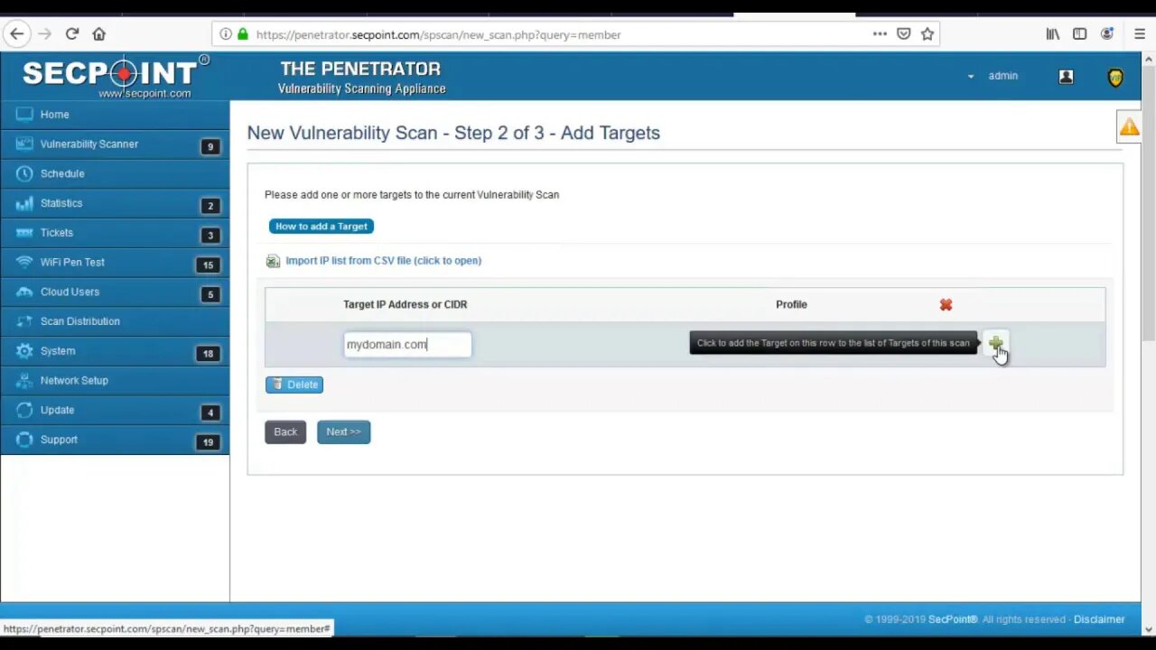 SecPoint Penetrator Lists Navigation