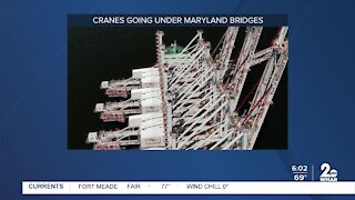 Cranes going under Maryland bridges