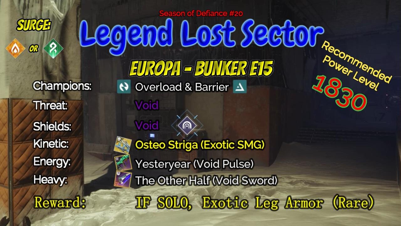 Destiny 2 Legend Lost Sector: Europa - Bunker E15 on my Titan 4-22-23