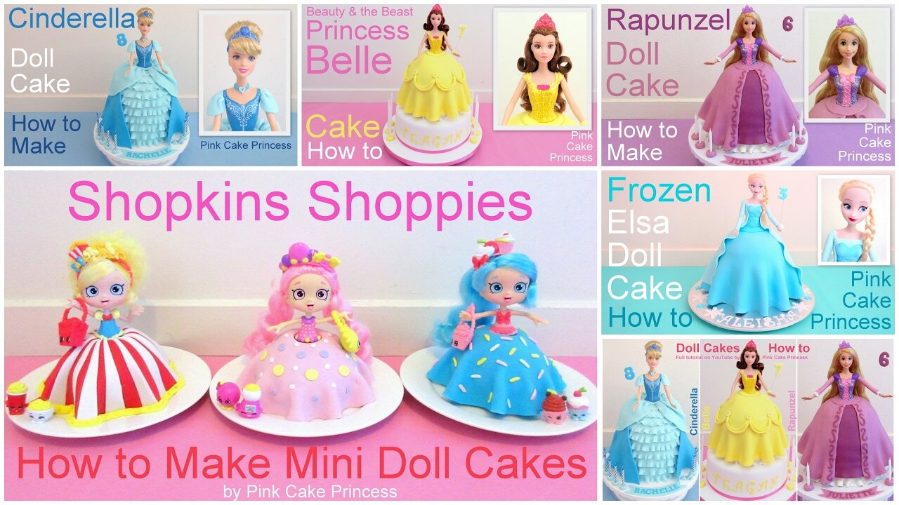 Doll Cake Compilation - Disney Princess Belle, Cinderella, Rapunzel, Shopkins & Elsa Doll Cake