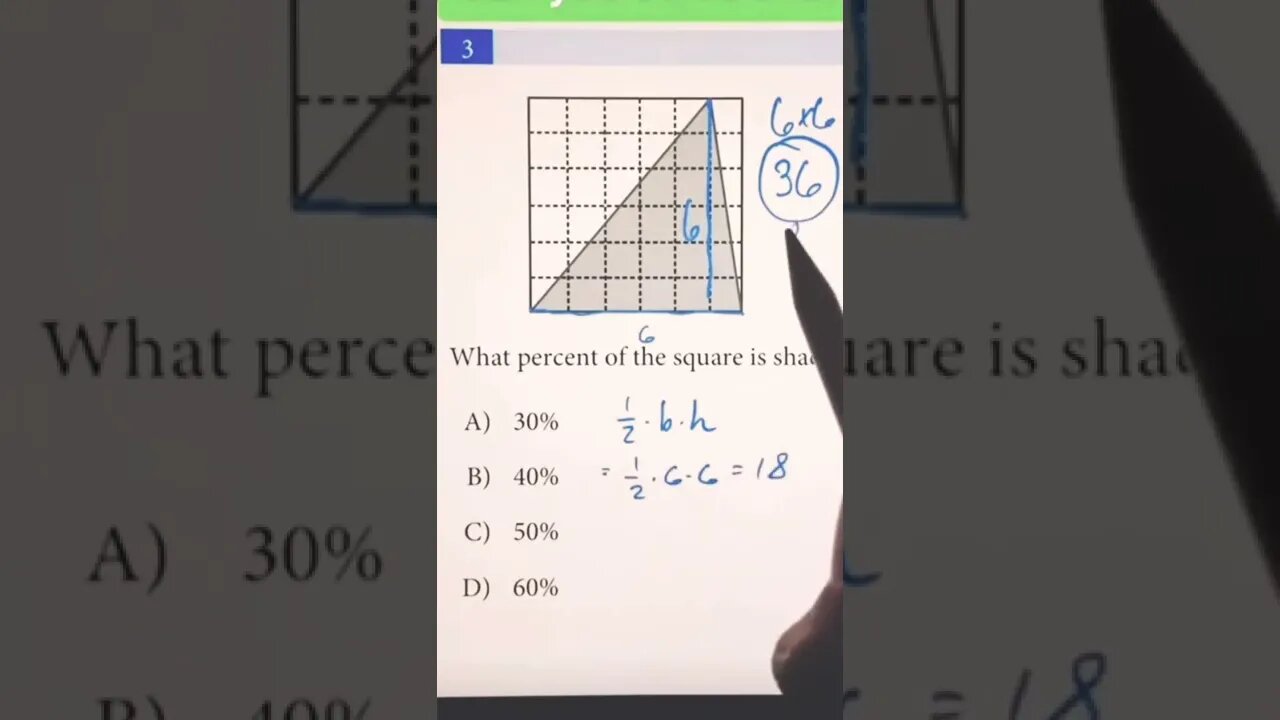 Find area of grid triangle SAT math