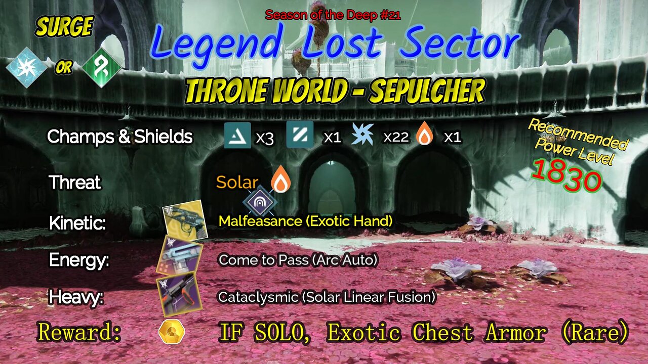 Destiny 2 Legend Lost Sector: Throne World - Sepulcher on my Arc Warlock 6-7-23
