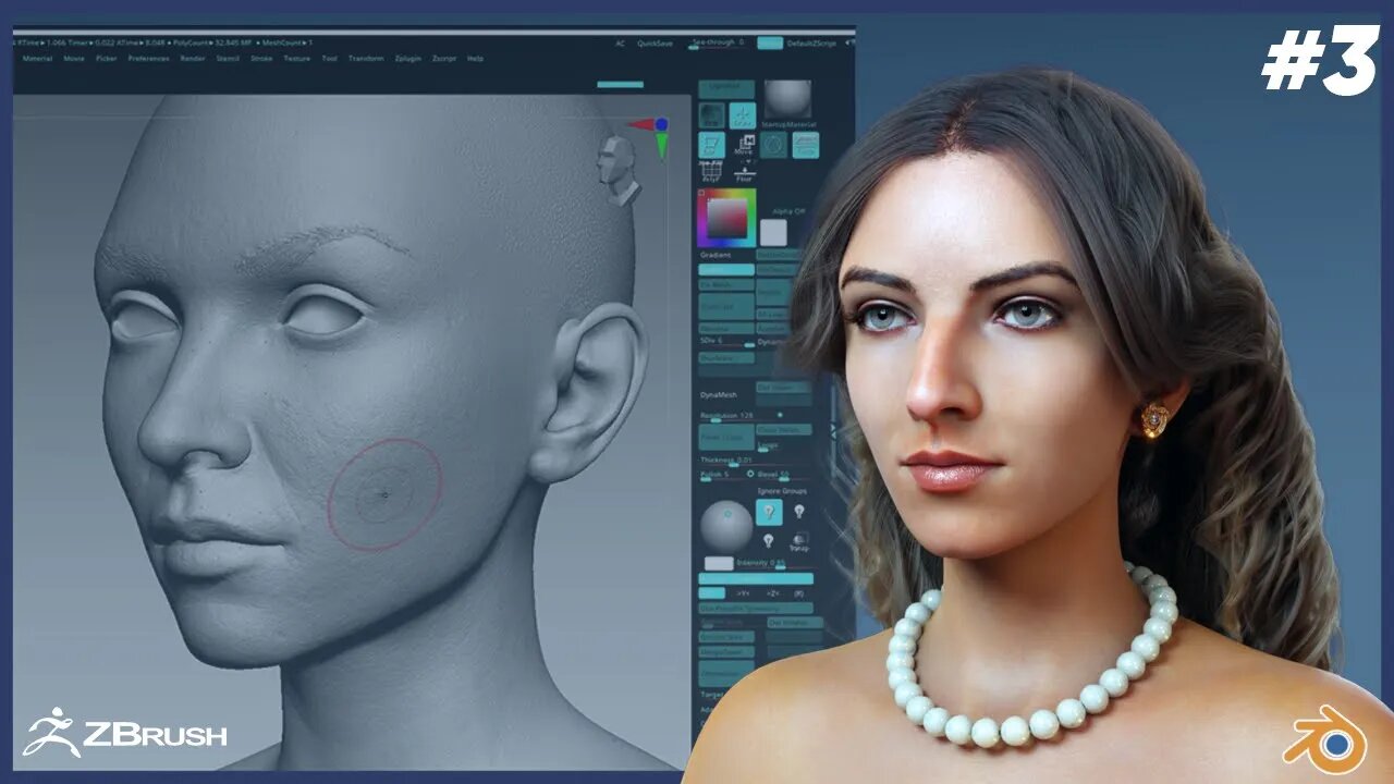 Aphrodite | 3d realistic Character for animation | Part 3 | sculpting | ZBrush | Blender