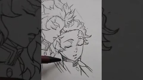 outline v-s sketch(AKAZA) ##youtubeshorts #shorts #shortsvideo #sketch#like #ytshorts #demonslayer