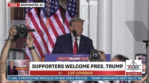 Donald Trump delivers remarks at the Trump National Golf Club in Bedminster, NJ