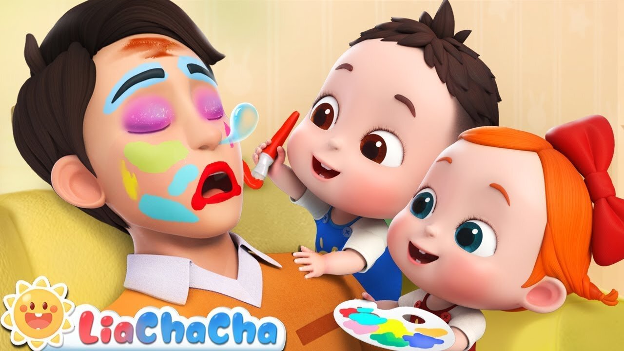 Let's Make Daddy Pretty | Colors on Daddy's Face | LiaChaCha Nursery Rhymes & Baby Songs