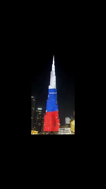 Dubai lights up the world's tallest building, the Burj Khalif, in honor of Russia Day.