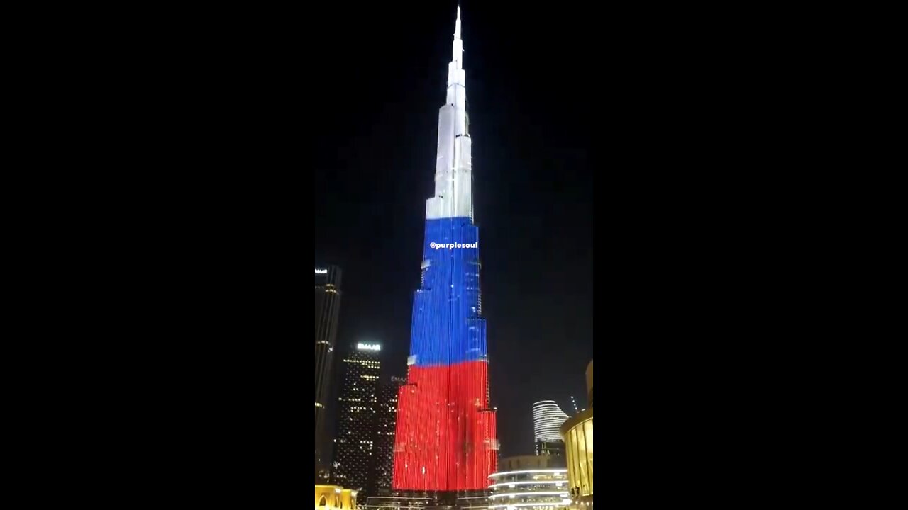 Dubai lights up the world's tallest building, the Burj Khalif, in honor of Russia Day.