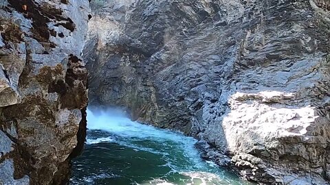 Reaching Around The Cliff - View of The Waterfall.