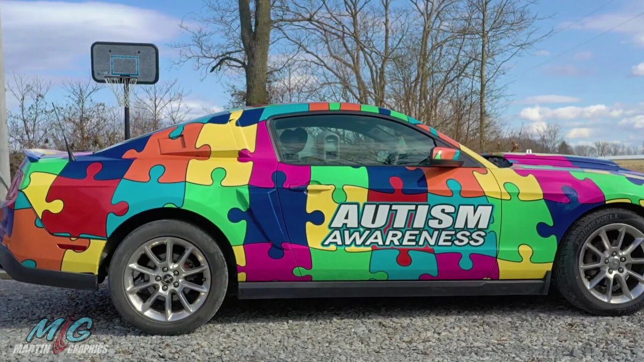 Autism Awareness Puzzle Pieces Car Wrap - Ford Mustang