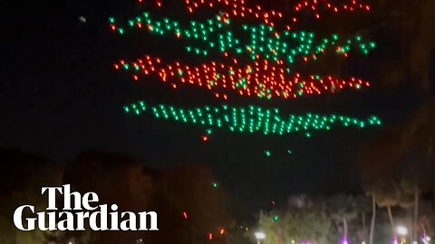 Moment captured when drones collide and fall to ground at Florida holiday event