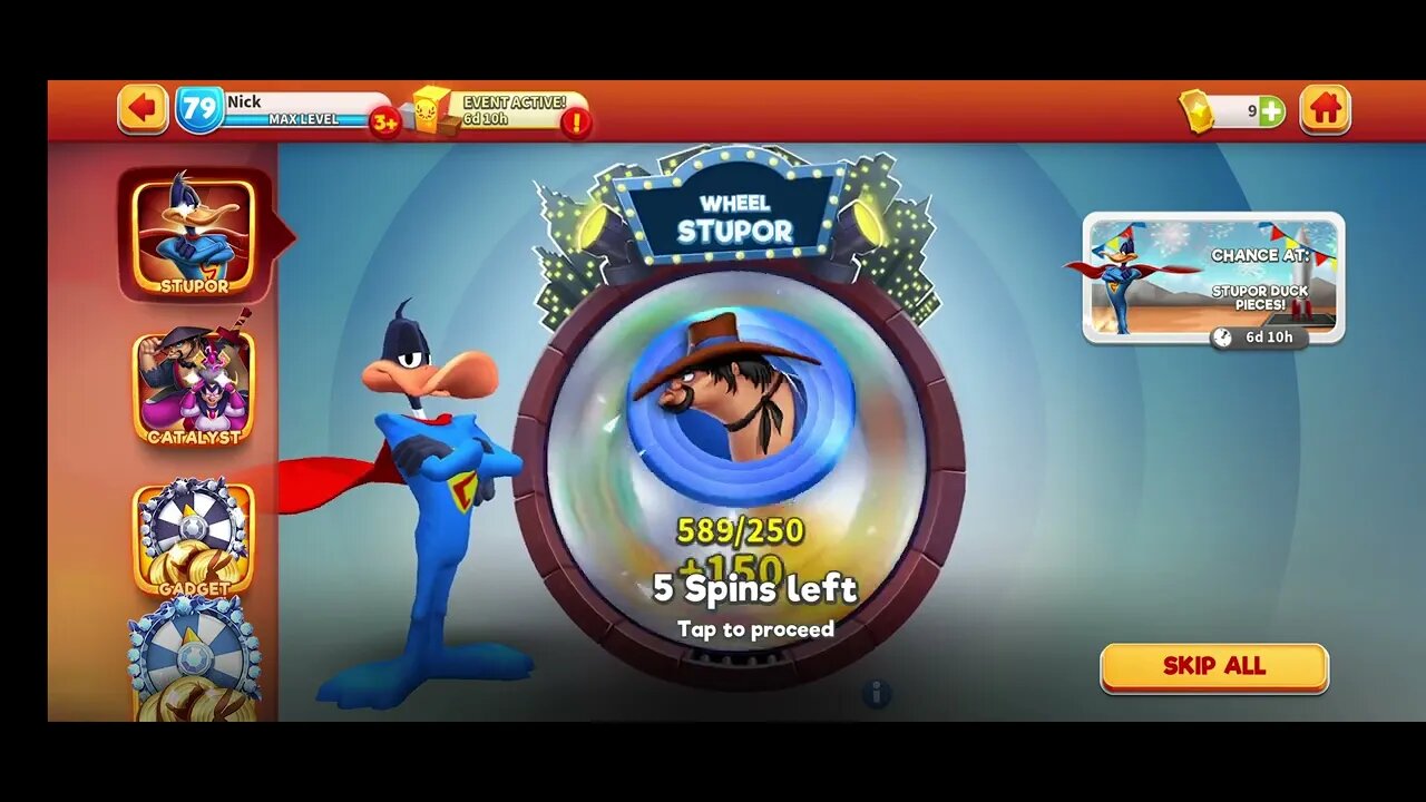 11 x Stupor Wheel Spins - 30 Gold Tickets - Looney Tunes World of Mayhem