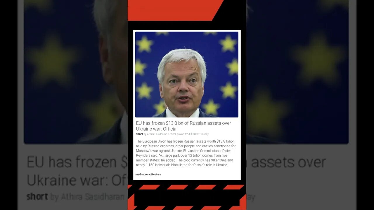 Breaking News: EU has frozen $13.8 bn of Russian assets over Ukraine war: Official #shorts #news