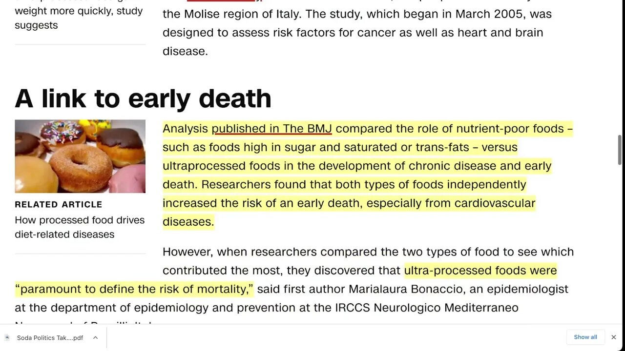 CNN：研究發現，超加工食品與癌症和早逝有關