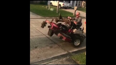 Guy driving an over powered lawnmower meme #shorts