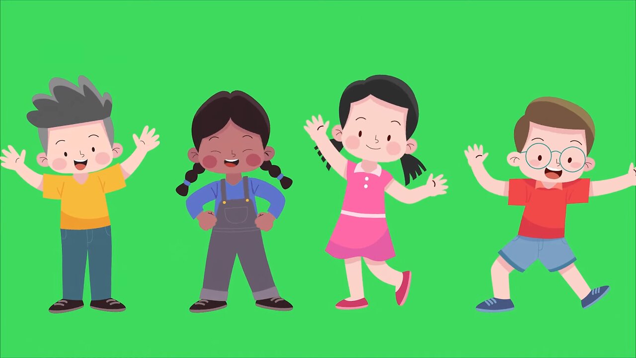 Joyful Kids Dancing Freely on Green Screen - Royalty-Free Video Footage