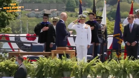 Commander in chief Biden doesn't return salutes.