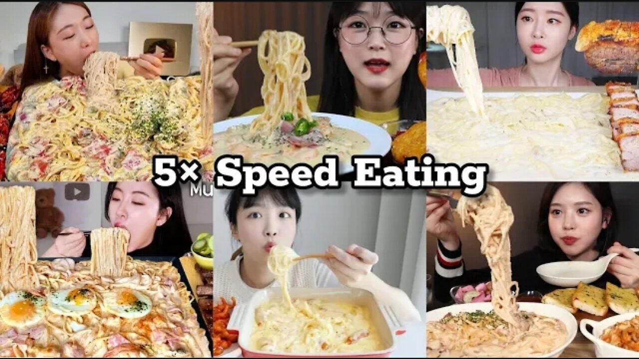 5× SPEED EATING SOUND | MUKBANG CREAMY PASTA COMPILATION | ASMR MUKBANG
