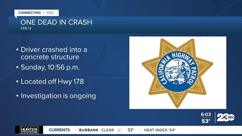 CHP: Man killed in solo crash on Hwy. 178