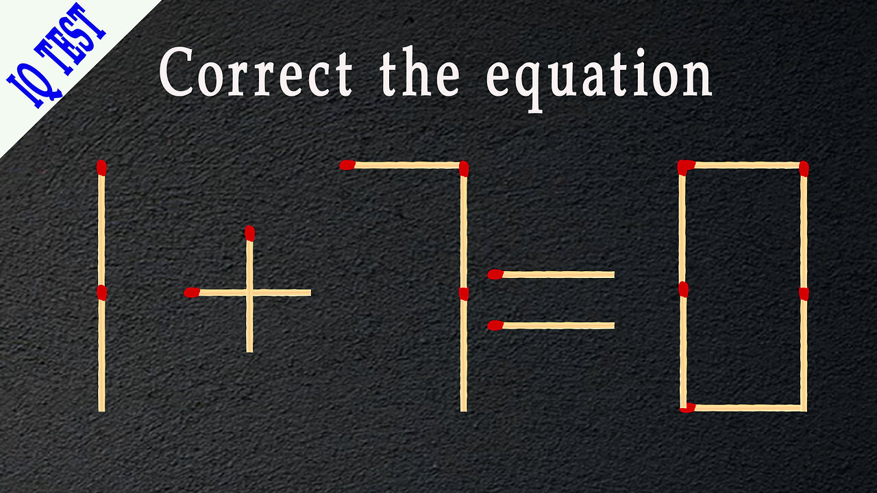 Move 1 matchstick to make the equation correct, Matchstick puzzle✔ #matches #mindtest #matchstick