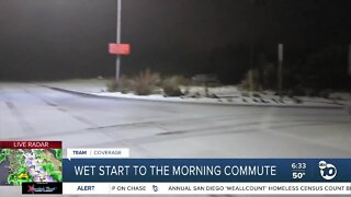 High winds, wet roads impact morning commute