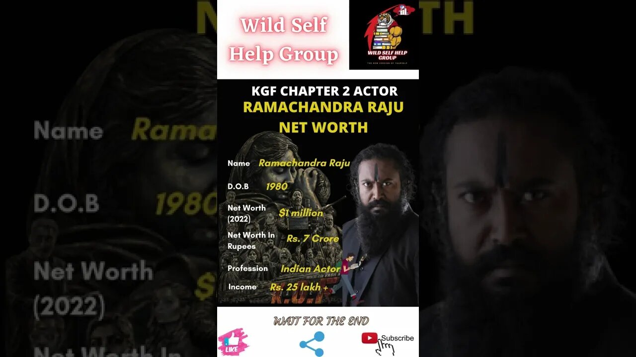 🔥KGF Chapter 2- Actor Ramachandra Raju Net Worth🔥#shorts🔥#wildselfhelpgroup🔥24 April 2022🔥