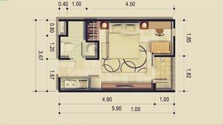 planta de uma mine casa com medidas