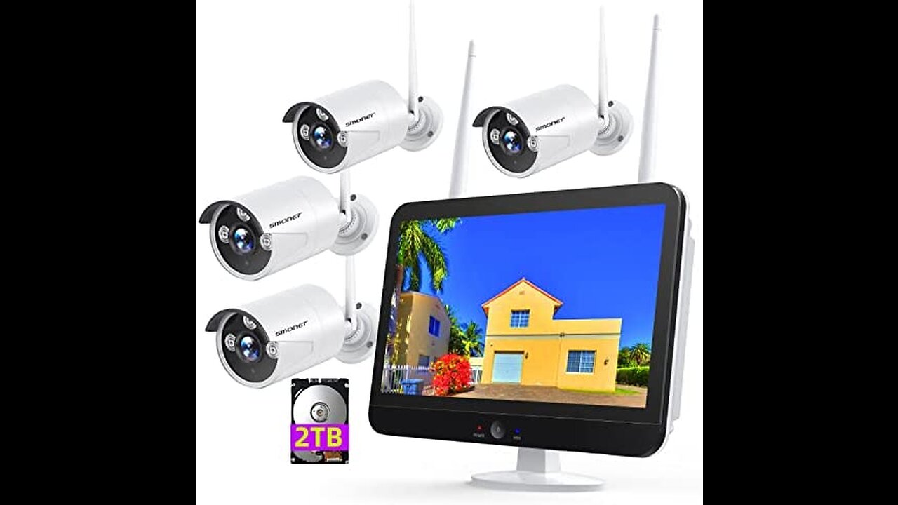 [Spotlight,2-Way Audio] SMONET 2K WiFi Security Camera System,3TB Hard Drive,8CH Home CCTV Surv...