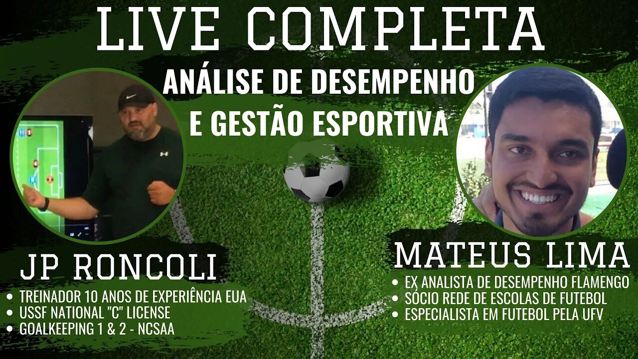 ⚽ANÁLISE de DESEMPENHO e GESTÃO ESPORTIVA - Futebol (Live Completa)