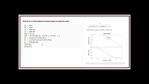 Clase 25: Análisis numérico filtro pasa bajas pasivo tipo Butterworth de segundo orden