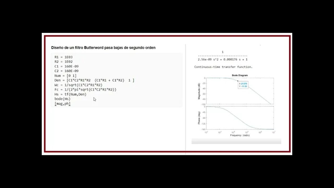 Clase 25: Análisis numérico filtro pasa bajas pasivo tipo Butterworth de segundo orden