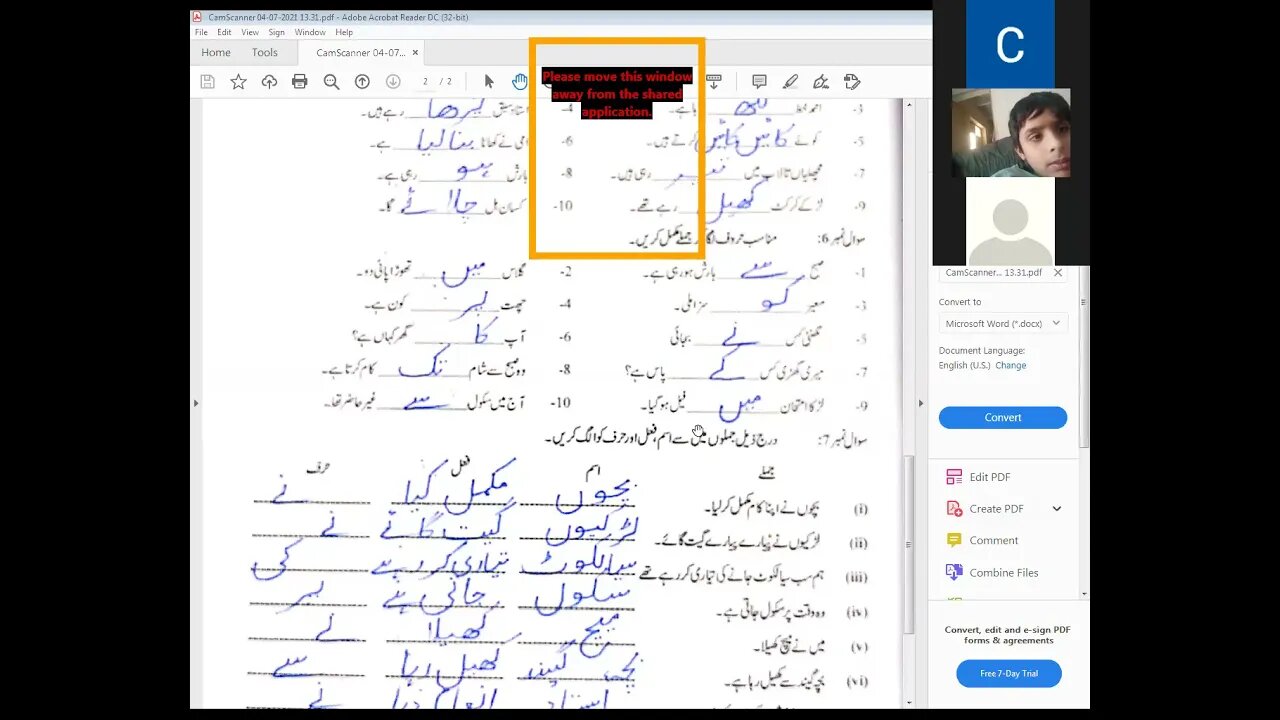 Urdu B class 5 14 4 2021