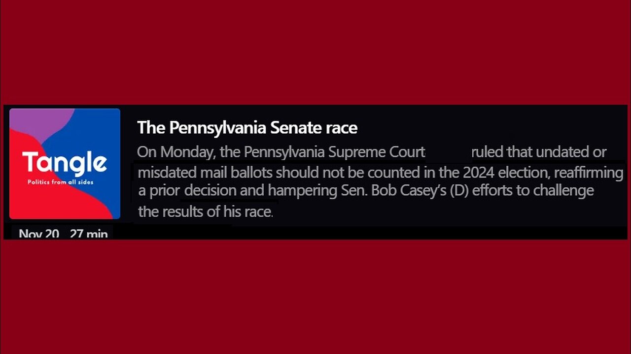 PA Senate Race 11-20 rundown- Isaac Saul/"Tangle" podcast - Audio Only