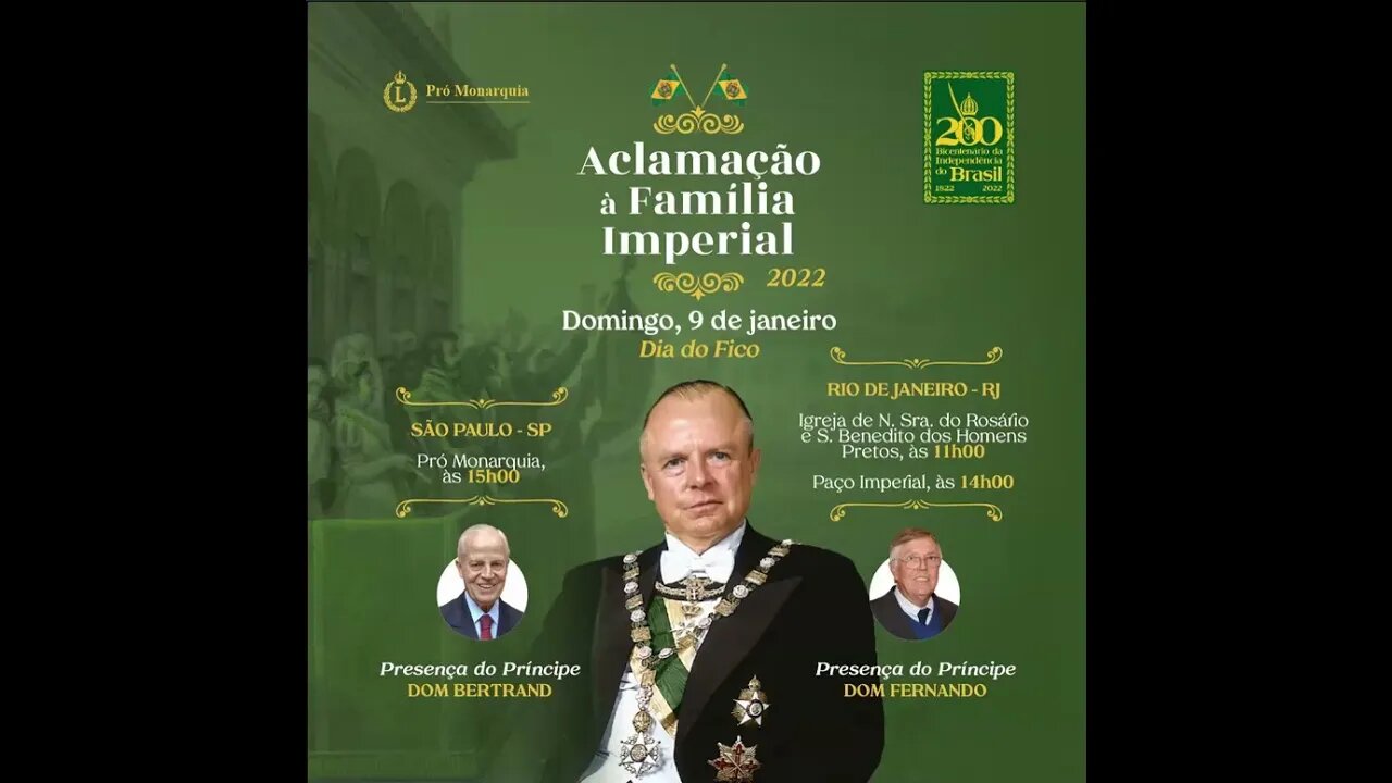 CONVITE: ACLAMAÇÃO À FAMÍLIA IMPERIAL 2022