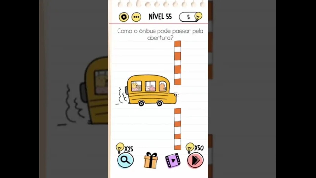 Brain Test Tricky Puzzles Level 55 How can the bus pass through there?