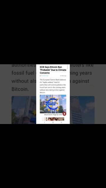 ECB Says Bitcoin Ban #cryptomash #cryptomashnews #cryptonews #viralvideo2022 #ytshorts #bitcoin