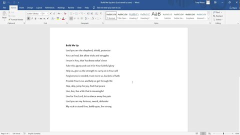 Build Me Up: A Poem by Tony Peters