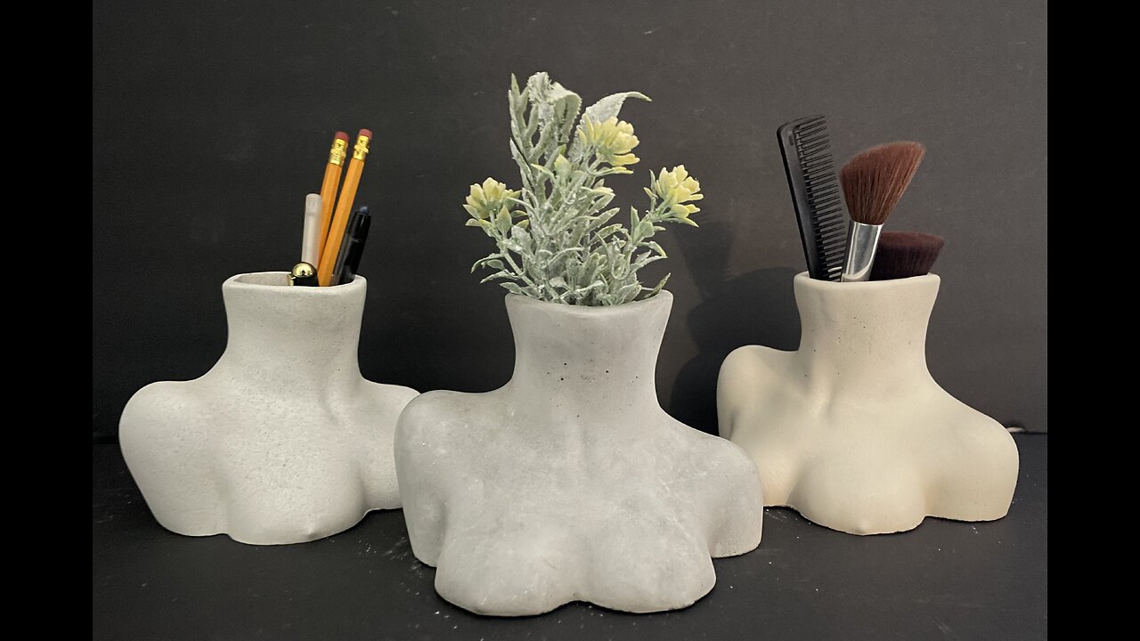 Cement Woman Upper Body Planter | Concrete Vase | Holder | Modern | HANDMADE | JLK