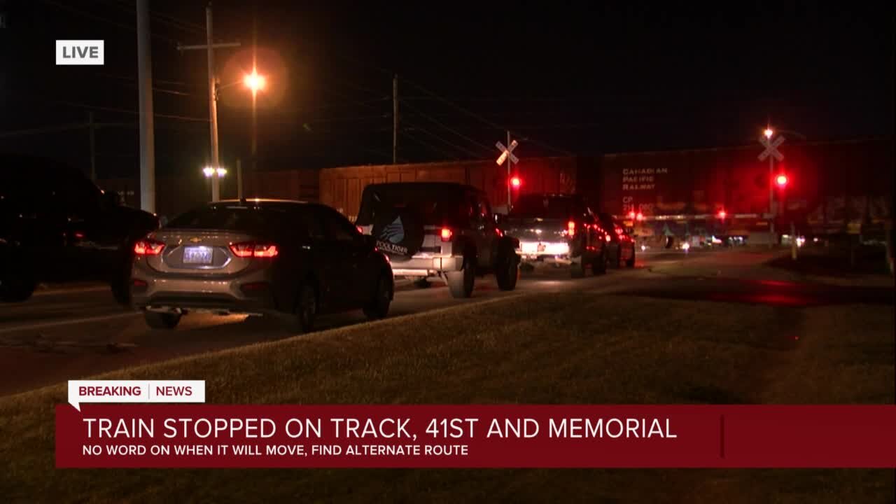 Train stopped on track at 41st and Memorial