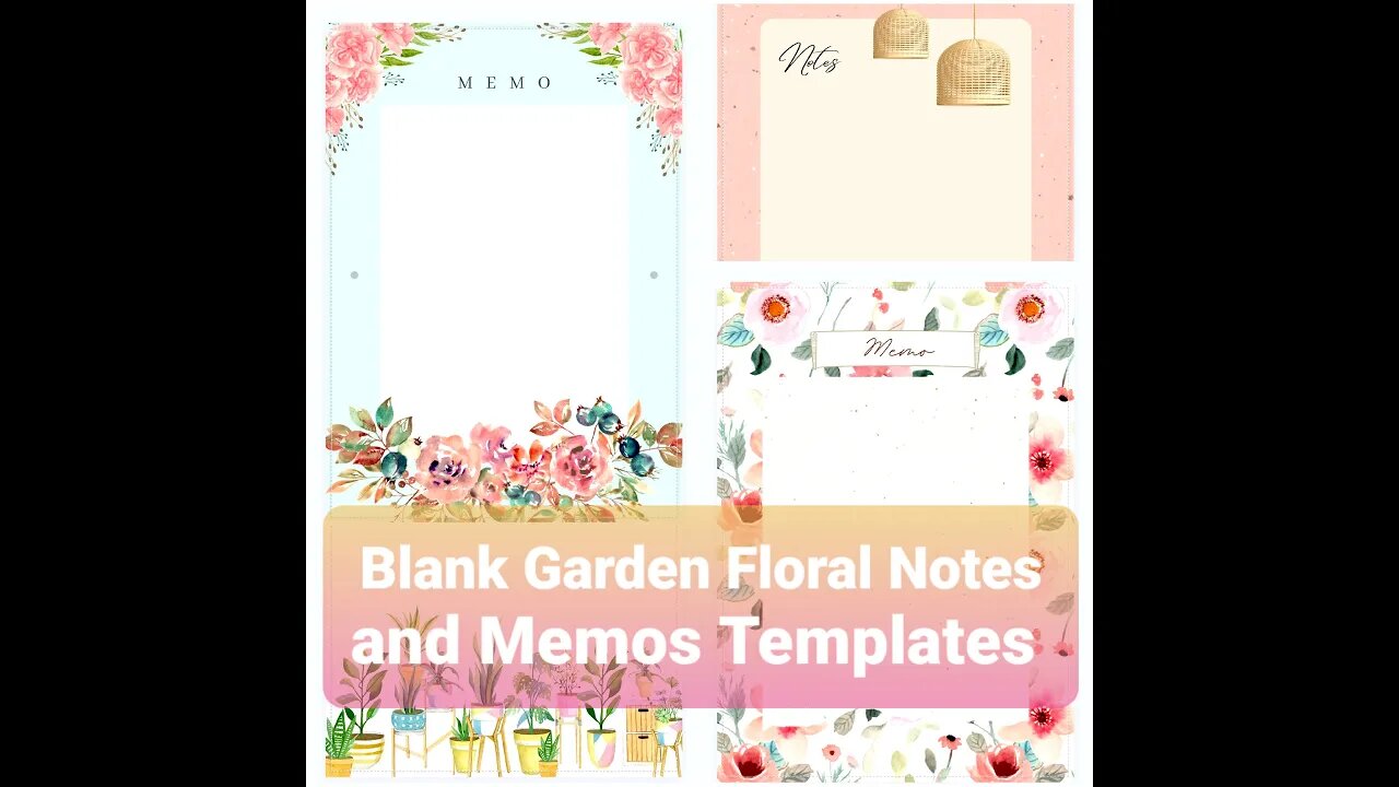 Garden Floral Blank Note Memo Template