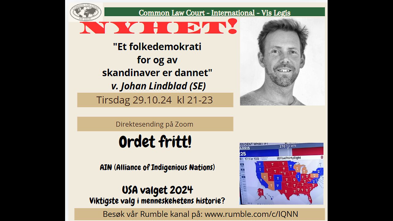 29.10.24 Folkedemokrati for Skandinaver v/Johan Lindblad - AIN - Valg USA