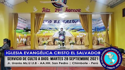 SERVICIO DE CULTO A DIOS: MARTES 28 SEPTIEMBRE 2021