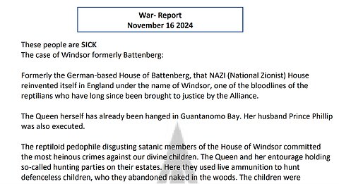 WAR - REPORT These people are SICK - The case of Windsor formerly Battenberg