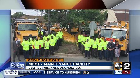 Good morning from the MDOT maintenance facility in Anne Arundel County