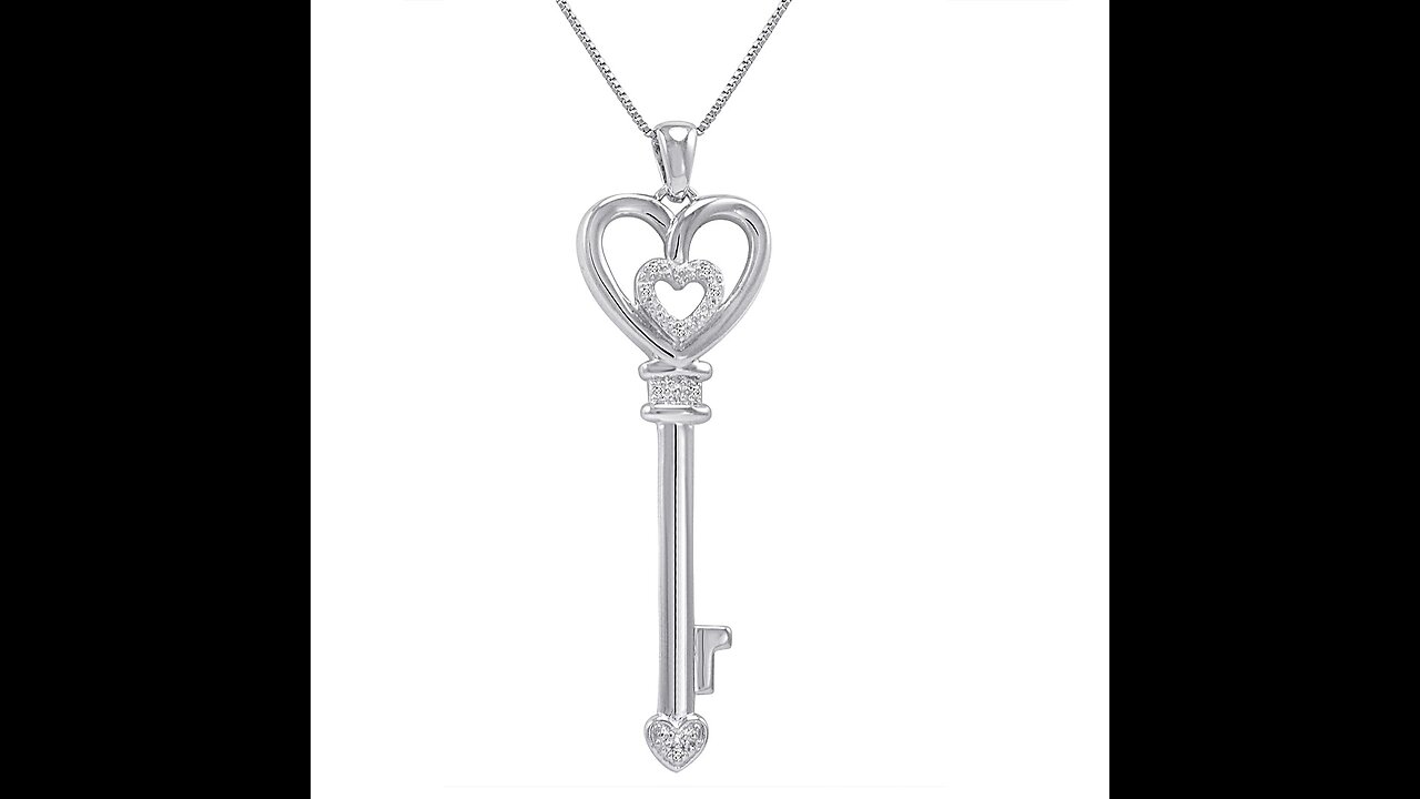 Angel with Heart Diamond Pendant-Necklace in Sterling Silver on an 18in. Chain